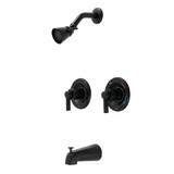 Kingston Brass NuvoFusion Two-Handle Tub and Shower Faucet with Volume Control, Matte Black
