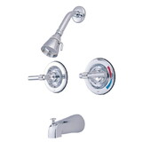 Kingston Brass Vintage Twin Handles Tub Shower Faucet Pressure Balanced With Volume Control, Polished Chrome