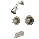 Kingston Brass KB668AX Two Handle Tub & Shower Faucet, Satin Nickel