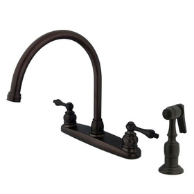 Kingston Brass KB725ALBS Vintage Two-Handle 4-Hole Deck Mount 8" Centerset Kitchen Faucet with Side Sprayer, Oil Rubbed Bronze