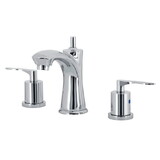 Kingston Brass Two-Handle 3-Hole Deck Mount Widespread Bathroom Faucet with Pop-Up Drain in Polished Chrome KB7961SVL
