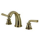 Kingston Brass Restoration Two-Handle 3-Hole Deck Mount Widespread Bathroom Faucet with Plastic Pop-Up, KB983RXLAB