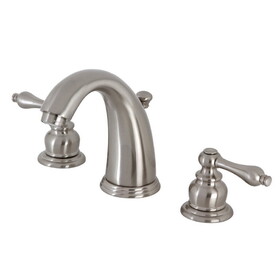 Kingston Brass KB988ALB Victorian Two-Handle 3-Hole Deck Mount Widespread Bathroom Faucet with Brass Pop-Up, Brushed Nickel