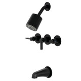 Kingston Brass NuvoFusion Three-Handle Tub and Shower Faucet, Matte Black