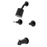 Kingston Brass NuvoFusion Two-Handle Tub and Shower Faucet, Matte Black