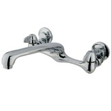 Kingston Brass KF200 Proseal Two-Handle 2-Hole Wall Mount Kitchen Faucet, Polished Chrome