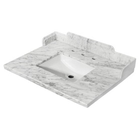 Kingston Brass KMS3022M38SQ Pemberton 30-Inch Carrara Marble Vanity Sink Top, Carrara White