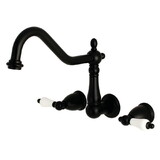 Kingston Brass Heritage Wall Mount Roman Tub Faucet, Matte Black KS1020PL