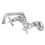 Kingston Brass Essex Two Handle Wall Mount Kitchen Faucet, Polished Chrome KS113C