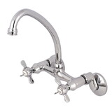 Kingston Brass Essex Two Handle Wall Mount Kitchen Faucet, Polished Chrome KS114C
