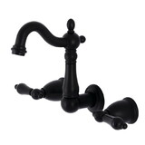 Kingston Brass Duchess Two-Handle Wall Mount Bathroom Faucet, Matte Black KS1220PKL