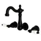 Kingston Brass Heritage Wall Mount Bathroom Faucet, Matte Black KS1220PL