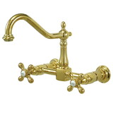 Kingston Brass KS1242AX 8" Center Wall Mount Kitchen Faucet, Polished Brass
