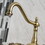 Kingston Brass KS1243WLLBS Wilshire Wall Mount Bridge Kitchen Faucet with Brass Sprayer, Antique Brass