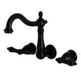 Kingston Brass 8-Inch Center Wall Mount Bathroom Faucet, Matte Black KS1250AL