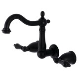 Kingston Brass Duchess Two-Handle Wall Mount Bathroom Faucet, Matte Black KS1250PKL