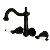 Kingston Brass 8-Inch Center Wall Mount Bathroom Faucet, Matte Black KS1250PL