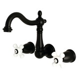 Kingston Brass 8-Inch Center Wall Mount Bathroom Faucet, Matte Black KS1250PX