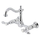 Kingston Brass Heirloom Two-Handle 2-Hole Wall Mount Kitchen Faucet