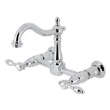 Kingston Brass Tudor Two-Handle 2-Hole Wall Mount Kitchen Faucet