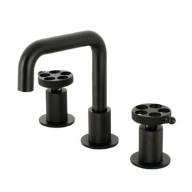 Kingston Brass Webb Two-Handle 3-Hole Deck Mount Widespread Bathroom Faucet with Push Pop-Up