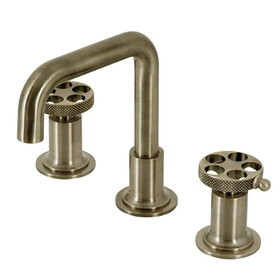 Kingston Brass Webb Widespread Bathroom Faucet with Push Pop-Up, Antique Brass