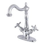 Kingston Brass Essex Two-Handle Bathroom Faucet with Brass Pop-Up and Deck Plate, Polished Chrome