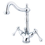 Kingston Brass Heritage Two-Handle Bathroom Faucet with Brass Pop-Up and Cover Plate, Polished Chrome KS1431BL