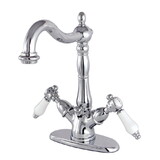 Kingston Brass Bel-Air Two-Handle Bathroom Faucet with Brass Pop-Up and Cover Plate, Polished Chrome