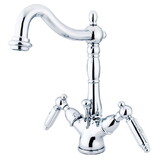 Kingston Brass Victorian Two-Handle Bathroom Faucet with Brass Pop-Up and Cover Plate, Polished Chrome
