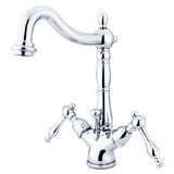 Kingston Brass Naples Two-Handle Bathroom Faucet with Brass Pop-Up and Cover Plate, Polished Chrome