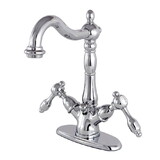 Kingston Brass Tudor Two-Handle Bathroom Faucet with Brass Pop-Up and Cover Plate, Polished Chrome
