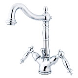 Kingston Brass Heritage Two-Handle Bathroom Faucet with Brass Pop-Up and Cover Plate, Polished Chrome KS1431TL
