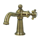 Kingston Brass Nautical Single-Handle Bathroom Faucet with Push Pop-Up, Antique Brass KS154BXAB