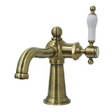 Kingston Brass Nautical Single-Handle Bathroom Faucet with Push Pop-Up, Antique Brass KS154KLAB