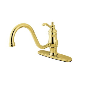 Kingston Brass Heritage 8" Single-Handle Kitchen Faucet Without Sprayer, Polished Brass