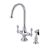Kingston Brass Vintage Classic Kitchen Faucet With Brass Sprayer, Polished Chrome