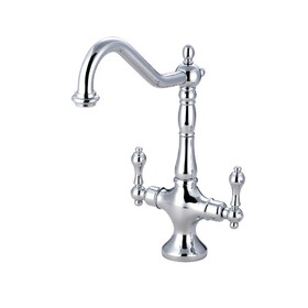 Kingston Brass KS1771ALLS Double Handle Kitchen Faucet Without Sprayer, Polished Chrome