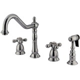 Kingston Brass Widespread Kitchen Faucet, Polished Chrome KS1791AXBS