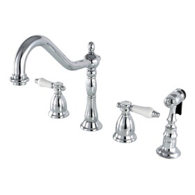 Kingston Brass Widespread Kitchen Faucet, Polished Chrome KS1791BPLBS