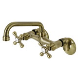 Kingston Brass Kingston Two Handle Wall Mount Kitchen Faucet, Antique Brass KS213AB