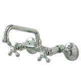 Kingston Brass KS213C Double Handle Wall Mount Kitchen Faucet, Polished Chrome