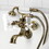 Kingston Brass KS225PXAB Kingston Tub Wall Mount Clawfoot Tub Faucet with Hand Shower, Antique Brass