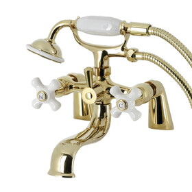 Kingston Brass KS227PXPB Kingston Deck Mount Clawfoot Tub Faucet with Hand Shower, Polished Brass