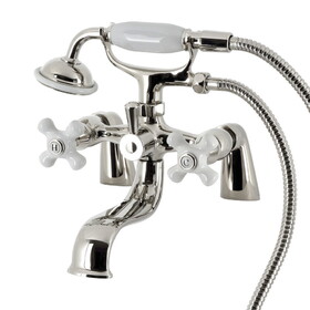 Kingston Brass KS227PXPN Kingston Deck Mount Clawfoot Tub Faucet with Hand Shower, Polished Nickel