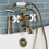 Kingston Brass KS228PXAB Kingston Deck Mount Clawfoot Tub Faucet with Hand Shower, Antique Brass