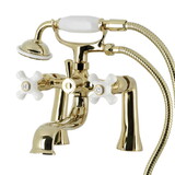 Kingston Brass KS228PXPB Kingston Deck Mount Clawfoot Tub Faucet with Hand Shower, Polished Brass