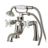 Kingston Brass KS228PXSN Kingston Deck Mount Clawfoot Tub Faucet with Hand Shower, Brushed Nickel
