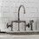 Kingston Brass KS2334RX Belknap Industrial Style Bridge Kitchen Faucet with Brass Sprayer, Black Stainless