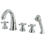 Kingston Brass Roman Tub Faucet 5 Pieces with Hand Shower, Polished Chrome KS23615AX